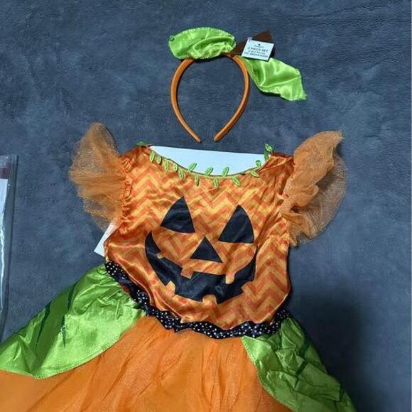 NEW Girls Cute Pumpkin Dress Up Halloween Costume - Picture 3 of 6